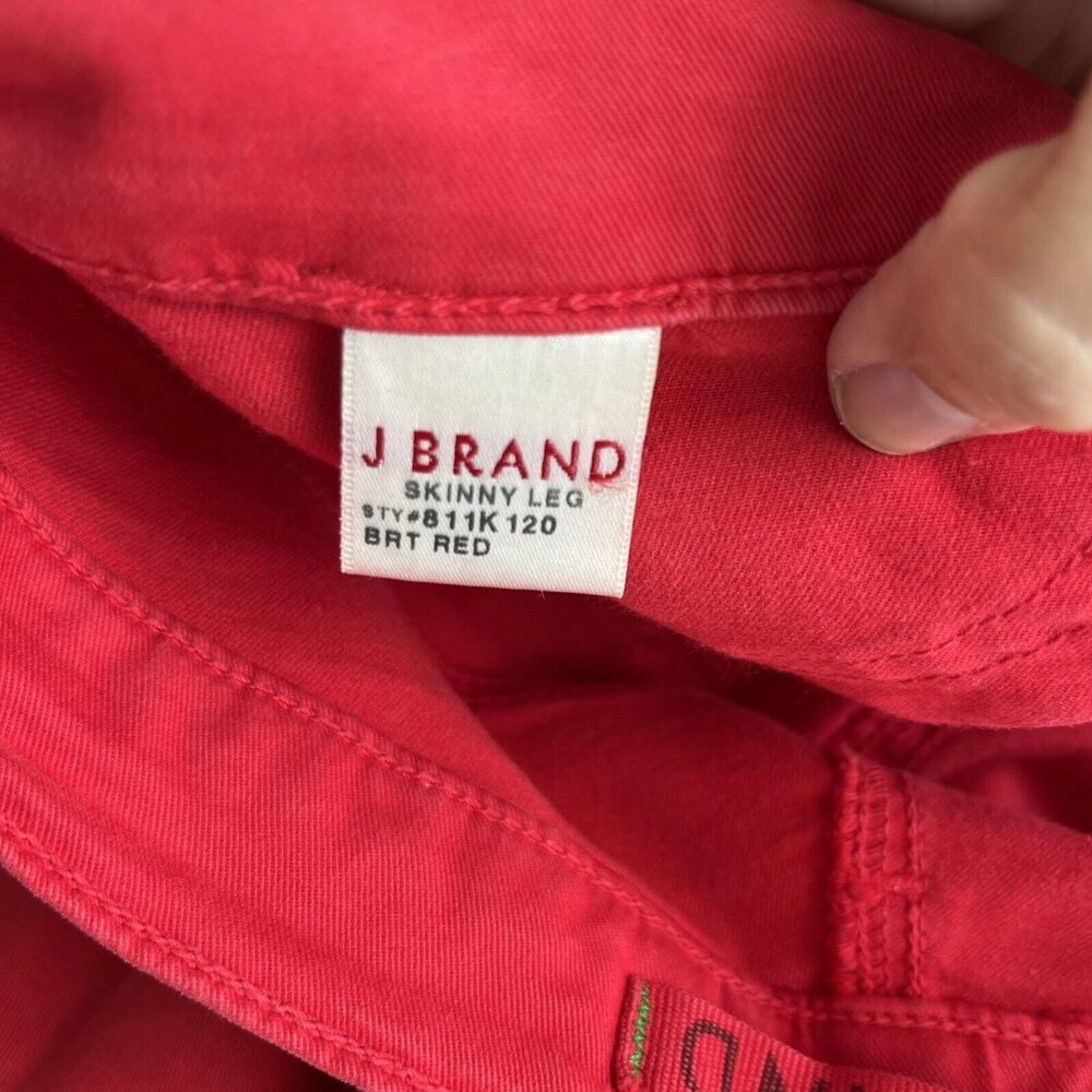 J BRAND Skinny Leg Brt Red Bright Low Rise Jeans Size 28 Denim USA - Picture 6 of 11